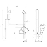 Parisi Ergo 30 Kitchen Mixer with Square Spout - Brushed Nickel